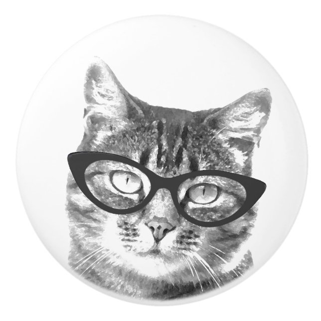 Niedliche Katzenklappen Keramik Tür und Schublade  Keramikknauf (Vorderseite)