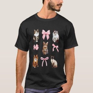 Niedliche Katzenkokette und rosa Schleifen für Kat T-Shirt