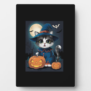 Niedliche Katzenkostüme Halloween und Kürbiskürbis Fotoplatte