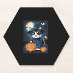 Niedliche Katzenkostüme Halloween und Kürbiskürbis Untersetzer