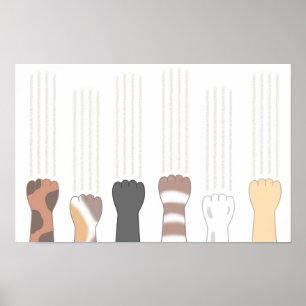 Niedliche Katzenkrallen, die Kratzer hinterlassen. Poster