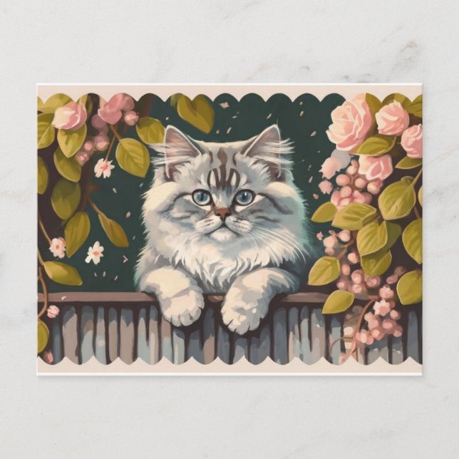 niedliche Katzenkunst Feiertagspostkarte (Vorderseite)