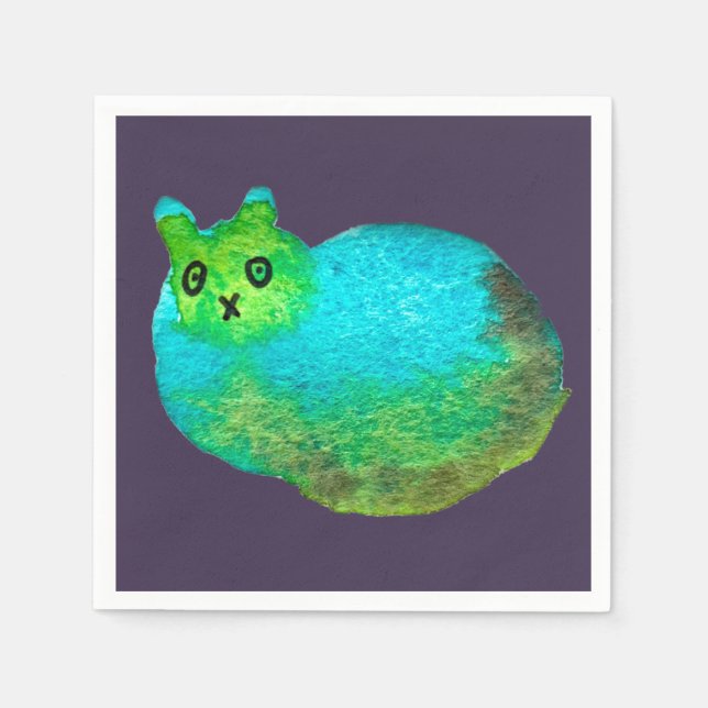 Niedliche Katzenkunstdarstellung Serviette (Vorderseite)