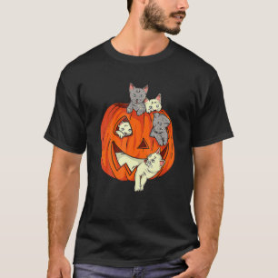 Niedliche Katzenkürbis Kürbislaterne Cat Hallowe T-Shirt