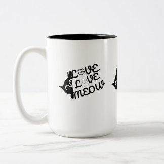 Niedliche Katzenliebhaber-Tasse, Love Meow Schwarz Zweifarbige Tasse