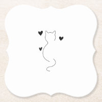 Niedliche Katzenline zeichnend, mit drei Herzen