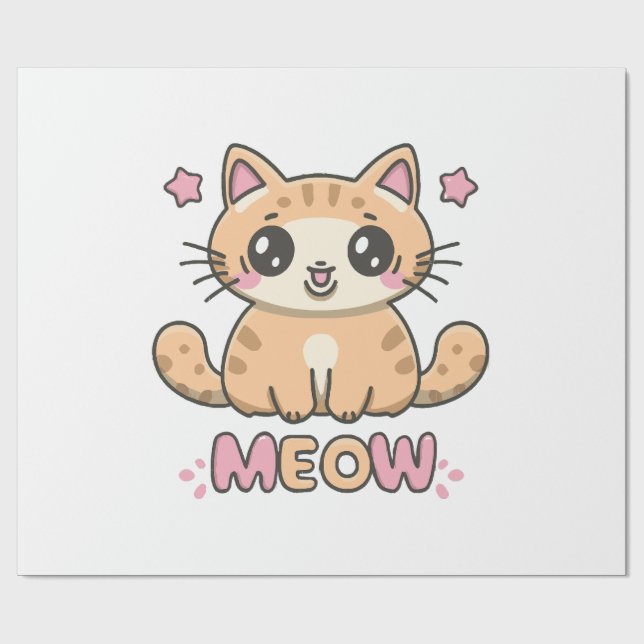 niedliche Katzenmabe Geschenkpapier (Flach)
