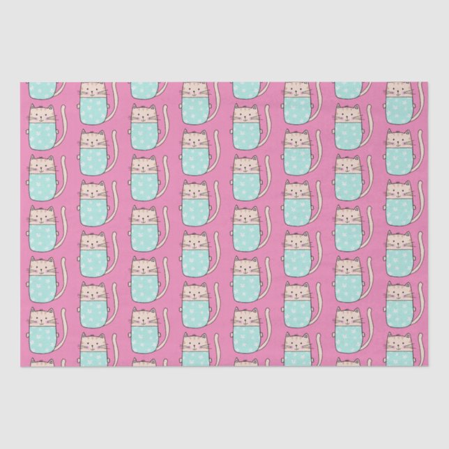 Niedliche Katzenmädchen pink Seidenpapier (Vorderseite)