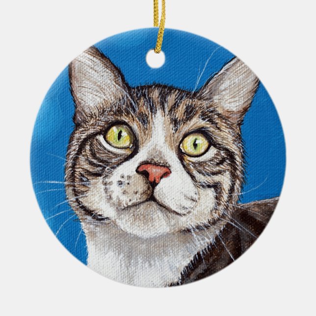 Niedliche Katzenmalerei Keramik Ornament (Vorne)