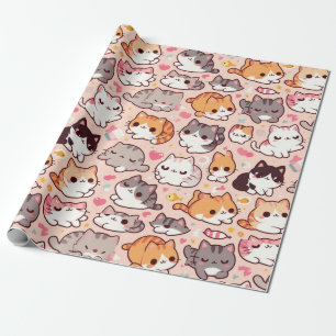 Niedliche Katzenmuster von Kawaii Geschenkpapier