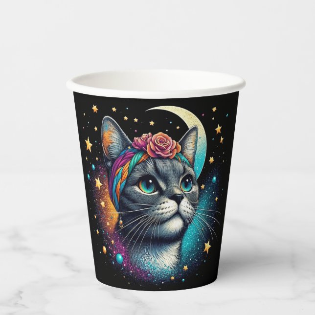 Niedliche Katzenpapiertasse! Pappbecher (Vorderseite)