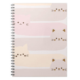 Niedliche Katzenpastellfarbe Rosa Gelbbraun Notizblock