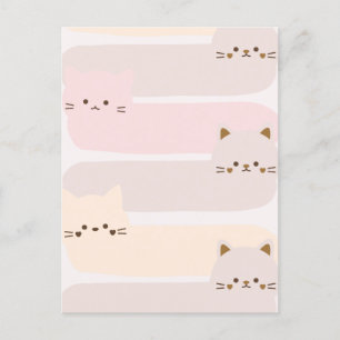 Niedliche Katzenpastellfarbe Rosa Gelbbraun Postkarte