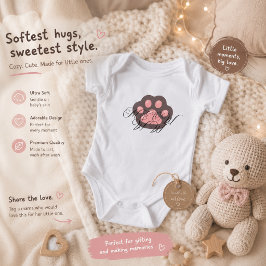Niedliche Katzenpfoten "MEOW" Kalligraphie - Adora Baby Strampler