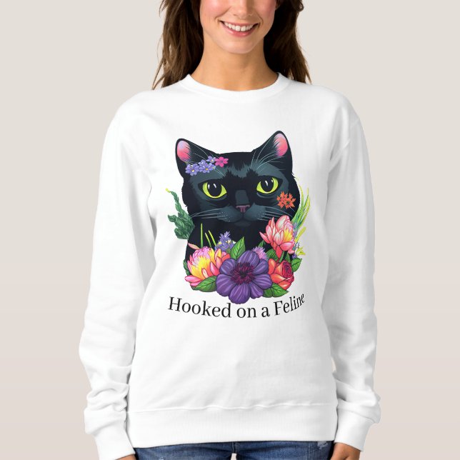 Niedliche Katzenpuppe Blume Blütenkatze Mama Sweatshirt (Vorderseite)