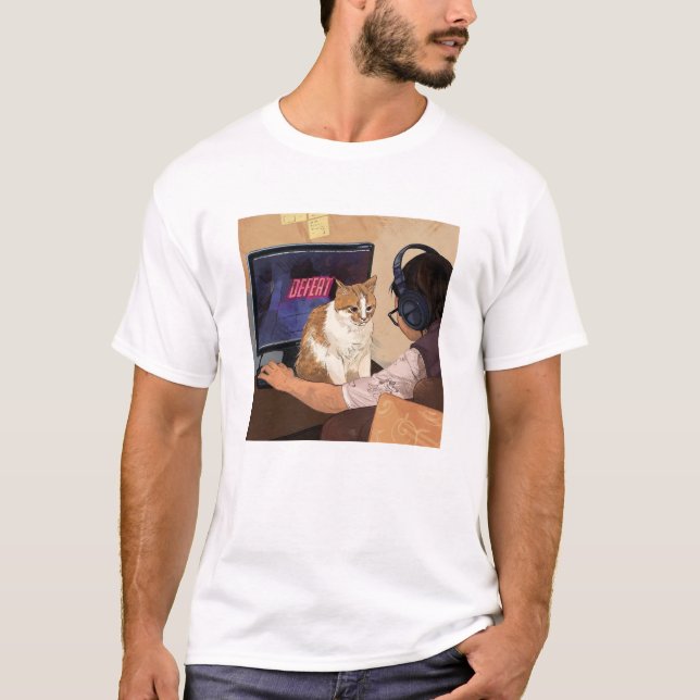 Niedliche Katzenschlacht beim Spielen von Videospi T-Shirt (Vorderseite)