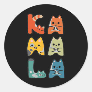 Niedliche Katzenschrift Positiv Runder Aufkleber