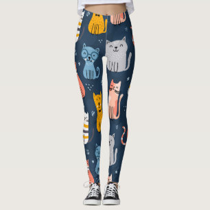 Niedliche Katzenwelse Nahtloses Design Leggings