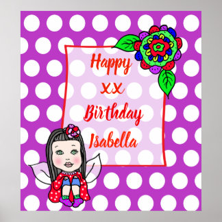 Niedliche kaukasische Mairy Girl Happy Birthday Poster