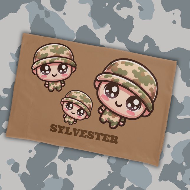 Niedliche Kawaii Army Camouflage Monogram auf Brow Kissenbezug (Von Creator hochgeladen)