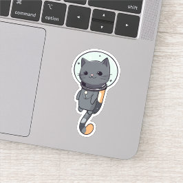 Niedliche Kawaii Astronautenschwarze Katze Aufkleber