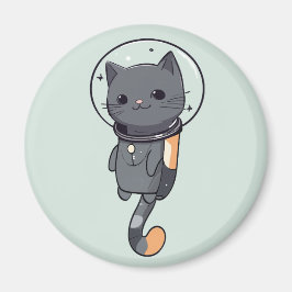 Niedliche Kawaii Astronautenschwarze Katze Magnet