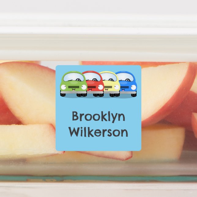 Niedliche Kawaii-Autos Cartoon personalisiert Etiketten (Befestigt)