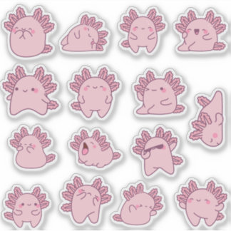 Niedliche Kawaii axolotale Aufkleberpackung Aufkleber