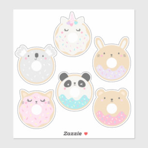 Niedliche Kawaii Baby Animal Donut Sticker Pack