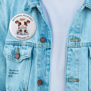 Niedliche Kawaii Baby Kuh trinkt Milch Button