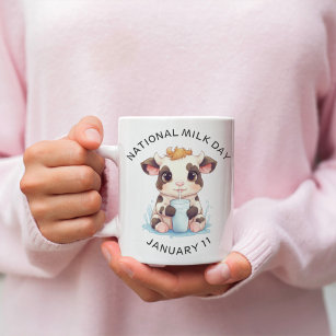 Niedliche Kawaii Baby Kuh trinkt Milch Kaffeetasse