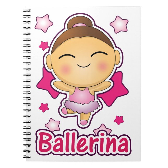 Niedliche Kawaii Ballerina, die Ballett tut Notizblock (Vorderseite)