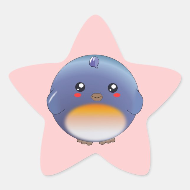 Niedliche Kawaii-Bluebird-Aufkleber Stern-Aufkleber (Vorderseite)