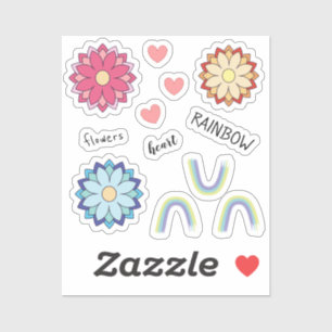 Niedliche Kawaii Blume Rainbow Heart Stickers Aufkleber