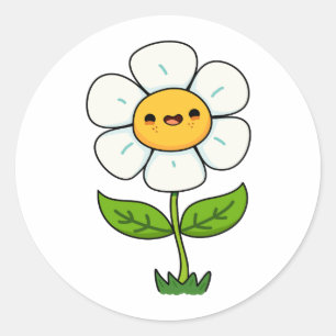 Niedliche Kawaii-Blume Runder Aufkleber