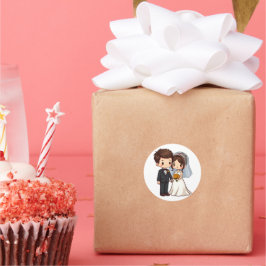 Niedliche Kawaii-Braut und Groom Wedding Bridal-Ge Runder Aufkleber
