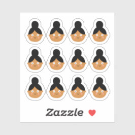 Niedliche Kawaii Brown Black Smill Girl Journal Cr Aufkleber