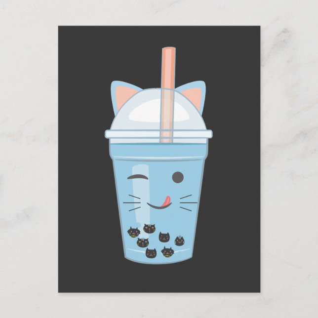 Niedliche Kawaii Bubble Tea Boba Milk Teezeremonie Postkarte (Vorderseite)