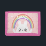 Niedliche Kawaii-Bunny und Rainbow-Personalisiert Tri-fold Geldbeutel<br><div class="desc">Niedliches kawaii-flauschiges Hasen unter einem personalisierten Regenbogen.</div>