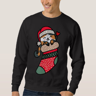 Niedliche Kawaii Calico Katze In Weihnachtssocke Sweatshirt