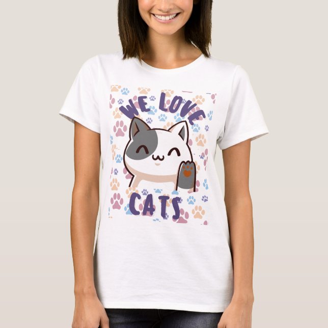 Niedliche Kawaii CAT Liebhaber T-Shirt (Vorderseite)