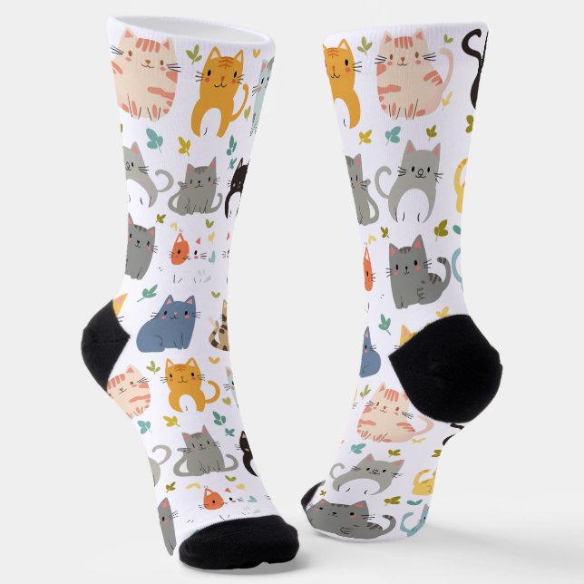 Niedliche Kawaii Cat Pattern Socken (Gewinkelt)