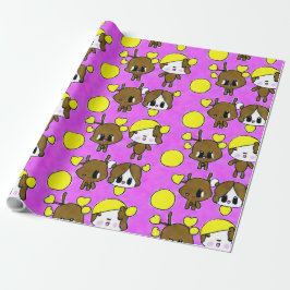 NIEDLICHE KAWAII-CHIBI-MOOSE-PINK-MALERIE GESCHENKPAPIER