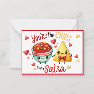 Niedliche Kawaii Chips und Salsa Mitteilungskarte