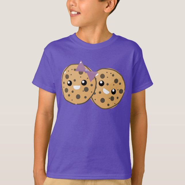 Niedliche Kawaii Chocolate Chip Cookie Couple T-Shirt (Vorderseite)