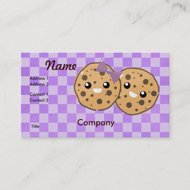 Niedliche Kawaii Chocolate Chip Cookie Couple Visitenkarte (Vorderseite)