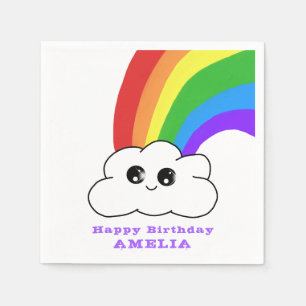 Niedliche Kawaii Cloud Rainbow Kids Geburtstagspar Serviette