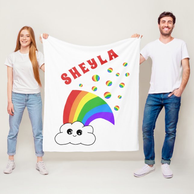 Niedliche Kawaii Cloud Rainbow Kid's Name Fleece B (Beispiel)