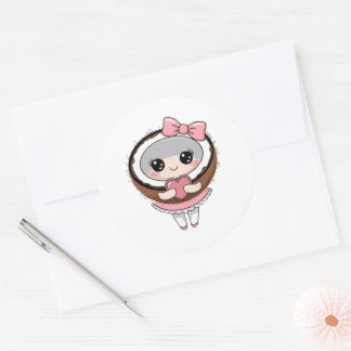 Niedliche Kawaii Coconut Stickers, Coconut Lady St Runder Aufkleber
