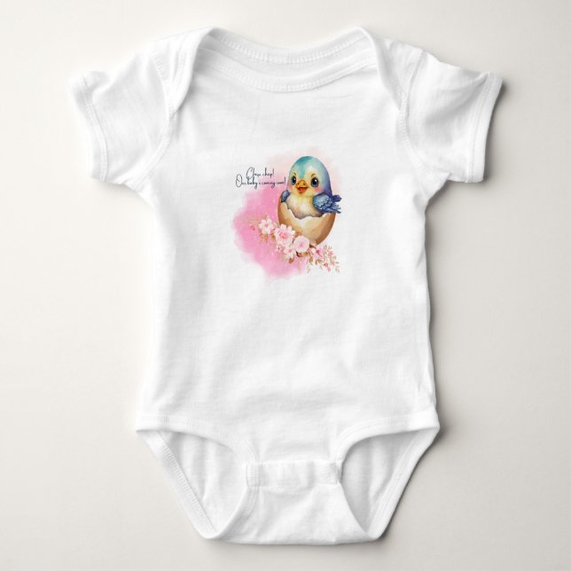 Niedliche Kawaii Egg Bird Elegante Floral Baby Dus Baby Strampler (Vorderseite)